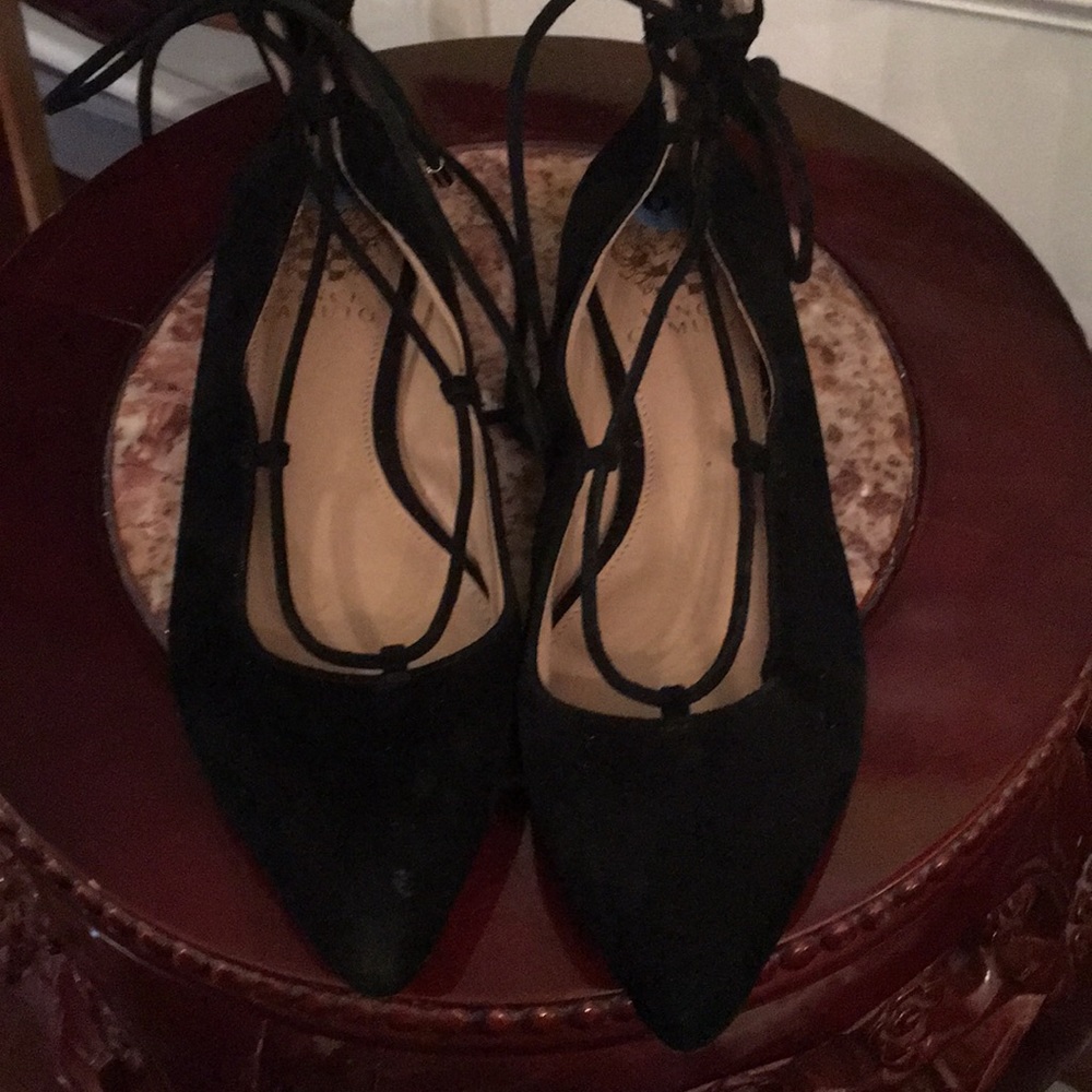 Vince Camuto flat black Suede Hercules shoe